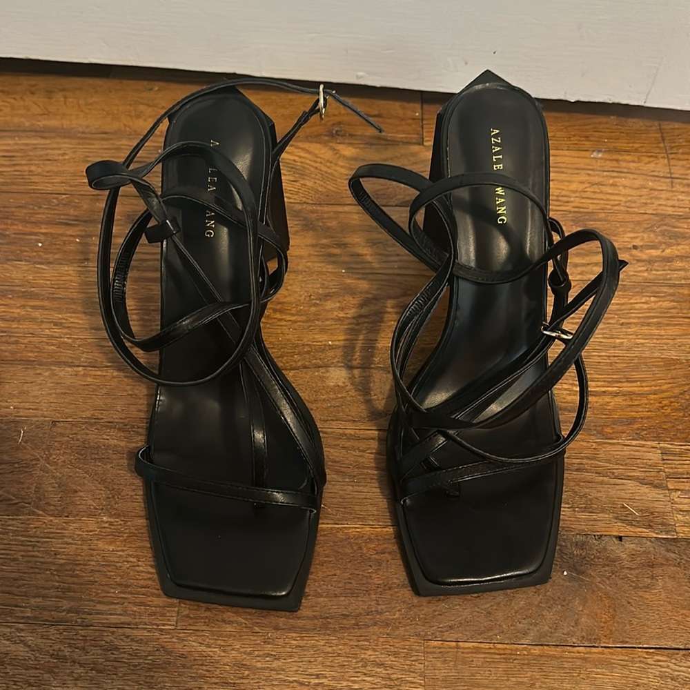 Black strap heels